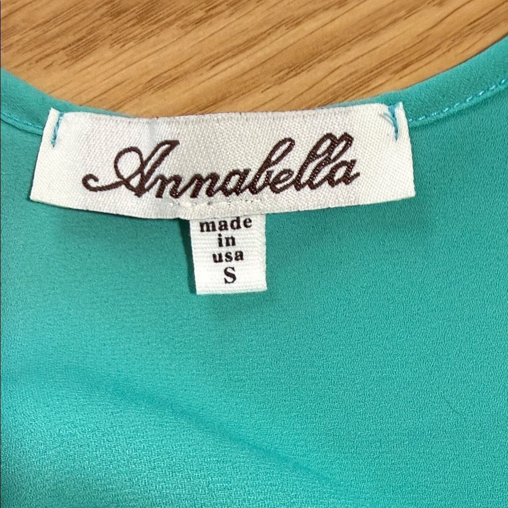 Annabella USA Teal Lace Trim Top Camisole Small Made in USA Layering - Picture 4 of 5